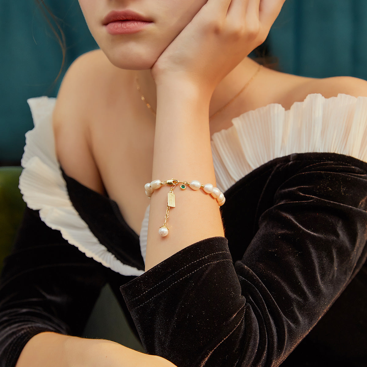 Zircon Pearl Bracelet