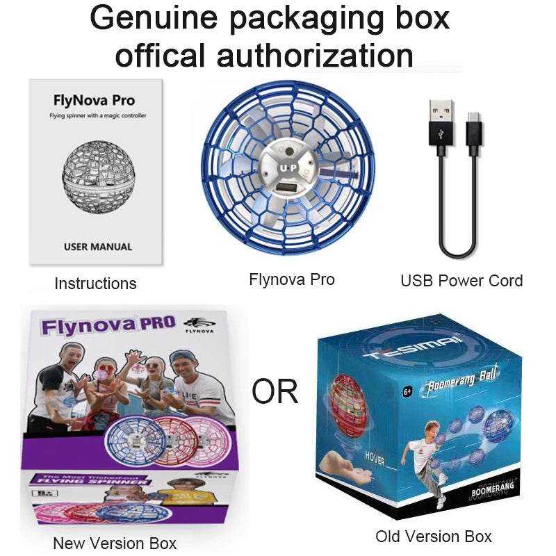 Flynova Pro Flying Ball Spinner Toy Hand Controlled Drone Helicopter 360 Rotating Mini UFO With Light Kids Gifts