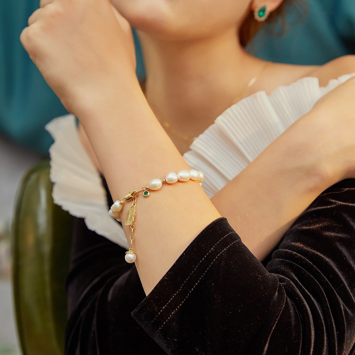 Zircon Pearl Bracelet