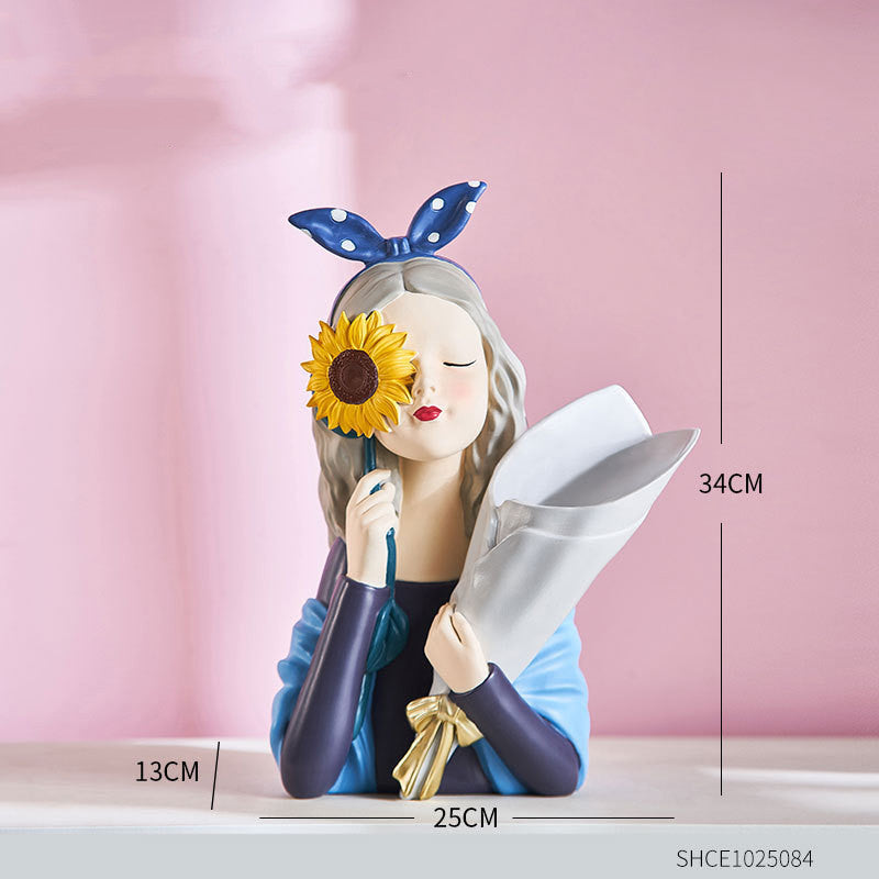 Home Decor Girl Figurine Resin Sculpture Abstract Art Room Decor Nordic Decoration Home Living Room Decoration Accessories Gifts