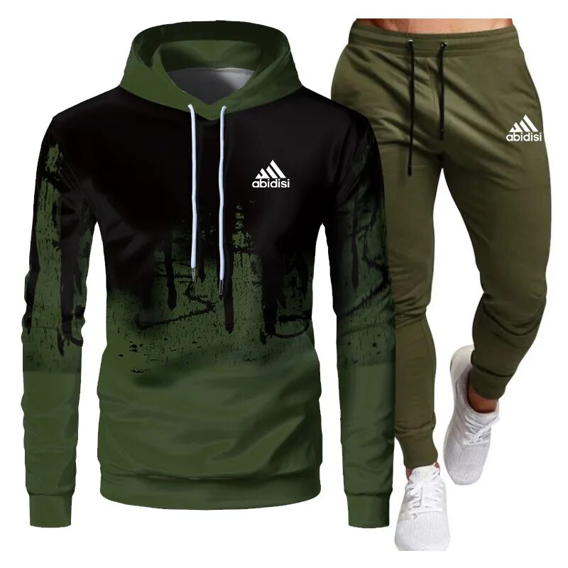 Tracksuit Men Sets Winter Hoodies Pants 2 Piece Set 2021 Running Hoody Mens Brand Sweatshirt Sport Joggers Sweatpants Suit Male